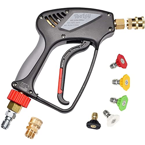 TOOLCY Pressure Washer Short Gun, Commercial 5000 PSI / 10.5 GPM with Nozzle Tips, 3/8' Swivel USA-NPT Thread x Quick Socket, Sturdy Design for Gas Power Washer