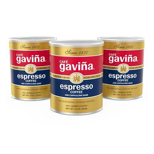 Café Gaviña Espresso Roast Extra Fine Ground Coffee, 100% Arabica, (3 x 10 oz Cans)