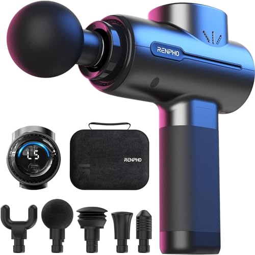 RENPHO Massage Gun Deep Tissue Muscle Percussion Massage Gun, Gifts for Men Dad, FSA and HSA Eligible Powerful Portable Back Massager Gun for Athletes, Handheld Back Massagers, Carry Case, Active