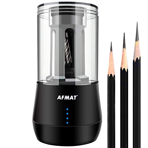 AFMAT Long Point Pencil Sharpener, Charcoal Pencil Sharpener for Artists, Artist Pencil Sharpener Electric, 25mm Super Long Tip, 6-8.5mm Art Pencil Sharpener Rechargeable for Sketching/Drawing Pencils