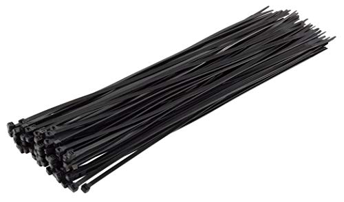 GTSE 14 Inch Black Zip Ties, 100 Pack, 50lb Strength, UV Resistant Long Nylon Cable Ties, Self-Locking 14' Tie Wraps