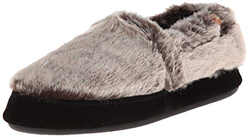 Acorn Women's Moc Slipper – Cozy, Comfortable Moccasins for Women – House Shoes with Memory Foam Cloud Cushioning and Indoor / Outdoor Sole, Chinchilla, 6.5-7.5