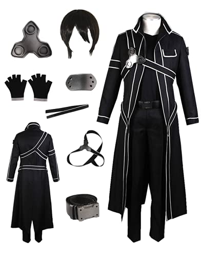 YOUYI US size Men's Kirito Cosplay Costumes SAO Adult black Full suit (Male L)