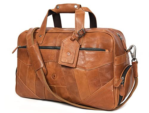 Leather Duffle Bags for Men - Weekender Bag with 2 Shoe Compartment Underseat Carry On Travel Luggage By Aaron Leather Goods