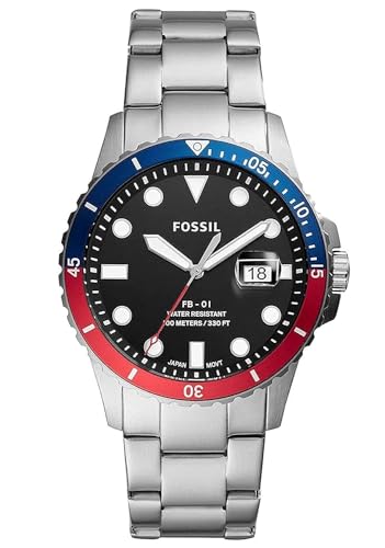 Fossil Men's FB-01 Quartz Watch with Stainless Steel Strap, Silver, 22 (Model: FS5657)