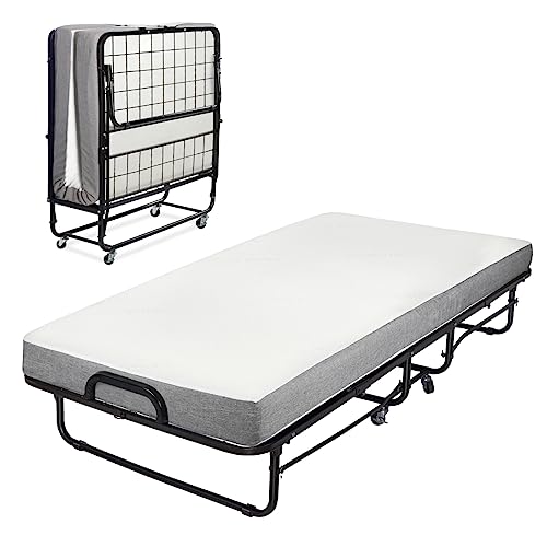 Milliard Diplomat Folding Bed – Cot Size - with Luxurious Memory Foam Mattress and a Super Strong Sturdy Frame – 75” x 31