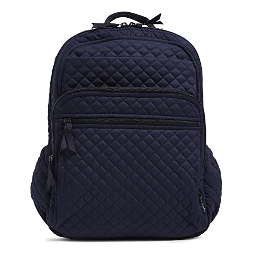 Vera Bradley Women's Cotton XL Campus Backpack, Classic Navy - Recycled Cotton, One Size