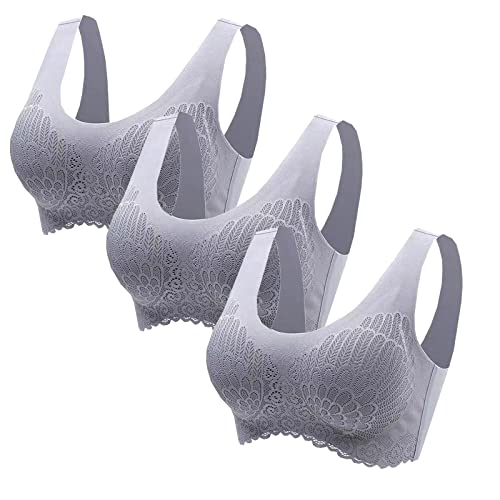 Women's Comfort Workout Sports Bra Low Impact Activity Sleep Bras Everyday Bras Wirefree Seamless Bras Womens Sports Bra Gray L