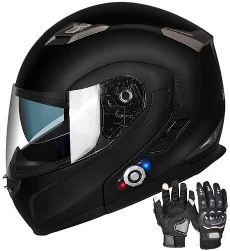 Motorcycle Bluetooth Helmet FreedConn BM2-S Flip Up Modular Bluetooth Motorcycle Helmet Voice Dial Hands-free Call 500M 2-3 Riders MP3 FM DOT Motorcycle Helmet with Bluetooth 3.0 ( Large, Matte Black)