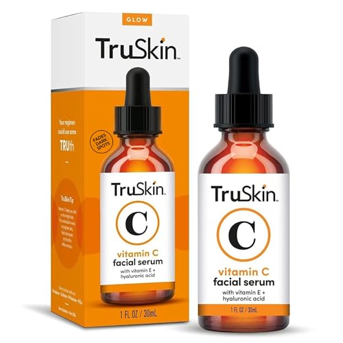 TruSkin Vitamin C Face Serum – Anti Aging Facial Serum with Vitamin C, Hyaluronic Acid, Vitamin E & More – Brightening Serum for Dark Spots, Even Skin Tone, Eye Area, Fine Lines & Wrinkles, 1 Fl Oz