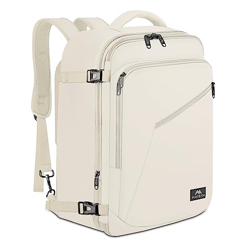 MATEIN Large Travel Backpack Women, Lightweight Carry on Backpack & Hidden Shoulder Straps, Waterproof Anti-Theft Backpacks for Flight, Expandable Hiking Weekend Backpacks, Travelling Gifts, Beige
