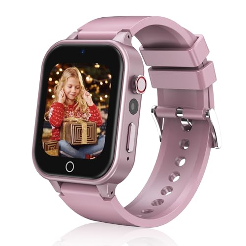 Goodatech Smart Watch for Kids 4-12 Years Boys Girls, 26 Puzzle Games,HD Camera,Video Music Player,Pedometer,Flashlight,Calendar Stopwatch Timer,Alarm Clock, Aluminum Case,Sport Band (Pink)
