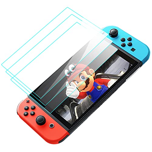 PERFECTSIGHT 3 Pack Tempered Glass Screen Protector Designed for Nintendo Switch OLED 2021 (7 Inch), HD Case Friendly, 9H Hardness, Bubble Free, Easy Installation (Clear)