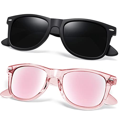 Joopin Trendy Square Sunglasses Polarized UV Protection Designer Oversized Shades for Women Men Retro Sun Glasses Sunnies (Black + All Pink)