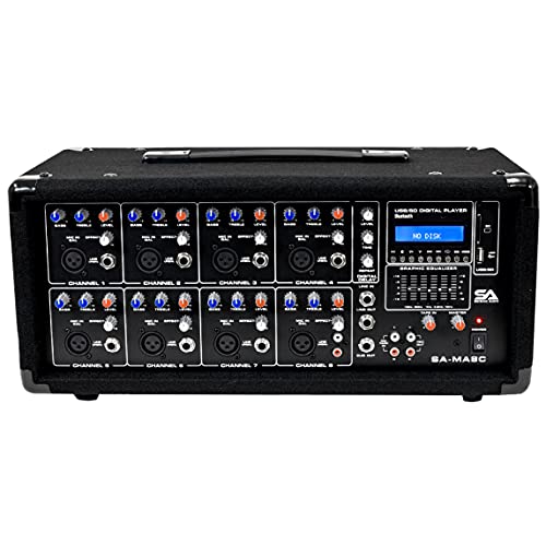 Seismic Audio - SA-MA8C - 8 Channel 400 Watt Powered PA Head Mixer with Bluetooth and Effects