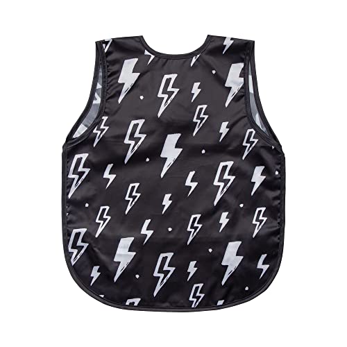 Tiny Twinkle Mess Proof Baby Bib - Waterproof Baby Apron - Machine Washable - PVC, BPA, & Phthalate Free - Great Travel Bib for Baby Eating - Baby Food Bibs (Lightning, Small 6-24 Months)