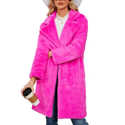 Rixiland Women's Faux Fur Coat Fuzzy Warm Winter Outwear Long shaggy Cardigan Jacket with Pocket Overcoat