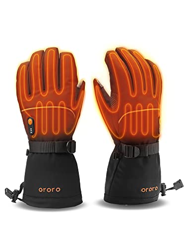 ORORO Heated Gloves for Women and Men, Rechargeable Heated Motorcycle Gloves, Battery Gloves for Skiing Hiking and Arthritis Hands (Black,M)