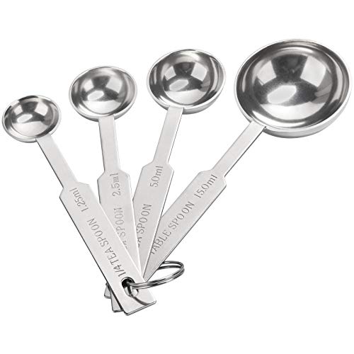 OstWony Measuring Spoons Set, Includes 1/4 tsp, 1/2 tsp, 1 tsp, 1 tbsp, Food Grade Stainless Steel measuring cups, Tablespoon and Teaspoon for Measure Liquid and Dry Ingredients