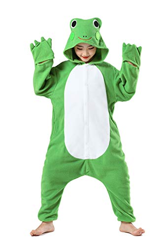 CANASOUR Unisex Anime Halloween Kids Green Frog Onesie For 8-10 Years Girls Boys One Piece Christmas Costume Party Cosplay Pyjamas (8 Years, Frog)