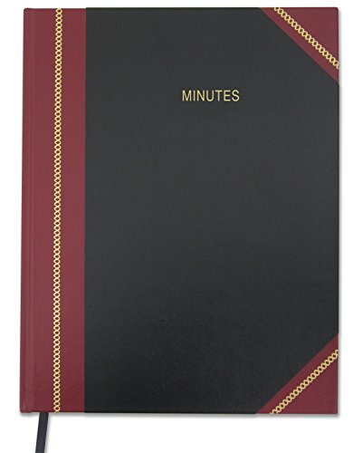 BookFactory Minutes Book/Corporate Minutes Book/Board Meeting Minutes LogBook (168 Pages - 8.5' X 11”), Black and Burgundy Cover, Black Ribbon, Smyth Sewn Hardbound (LOG-168-7CS-LKMST75(Minutes))