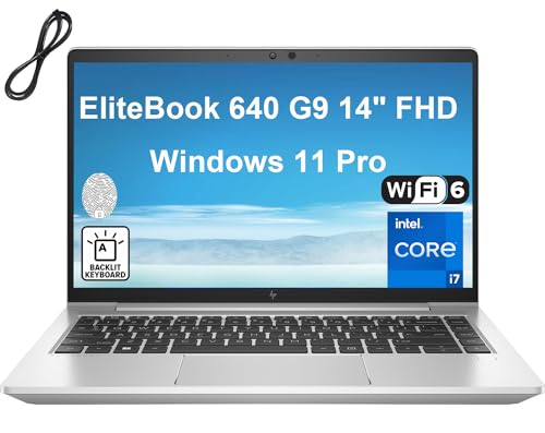 HP EliteBook 640 G9 14' FHD Business Laptop, 12th Gen Intel 10-Core i7-1255U, 32GB DDR4 RAM, 1TB PCIe SSD, WiFi 6, Bluetooth 5.3, Backlit KB, Fingerprint Reader, Windows 11 Pro, AZ-XUT Cable