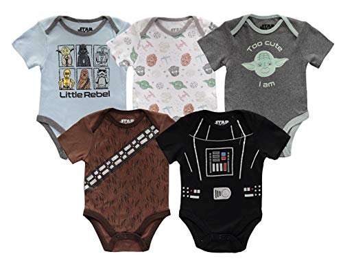 Star Wars Baby Boys' Short Sleeve Bodysuit 5 Pack - Star Wars Baby Clothes One Piece Multipack (12 Months, Multicolor)