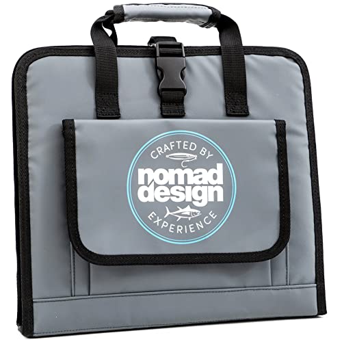 Nomad Design Jig Wallet - Fishing Lure Organizer with Hook Mesh Storage System, 12 individual mesh pockets hold up to 24 large 320g jigs - Waterproof Jig Storage Bag with Optional Insert Sleeve