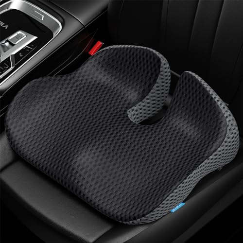 ZIKEE Wedge Car Seat Cushion for Driving, Innovative Seat Cushion with Honeycomb Gel & Memory Foam for Enhanced Breathability & Support, Car Cushions for Hip Pain Relief, Improve Vision/Posture