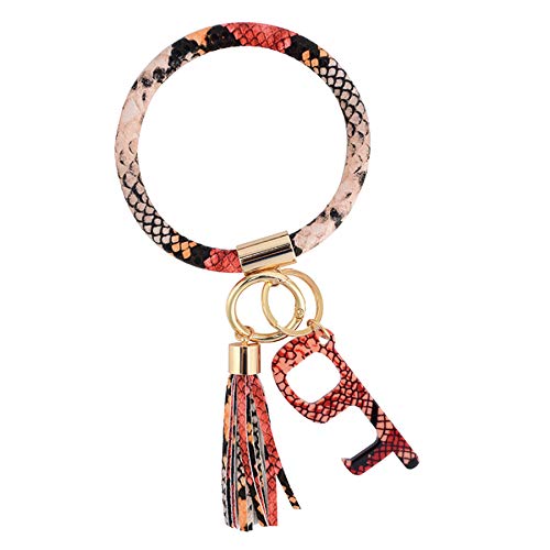 Coolcos Large Circle Bangle Keychain Touchless Door Opener Clean Key Portable Arm House Car Key Ring Holder Upgraded Keyring Wristlet Bracelet