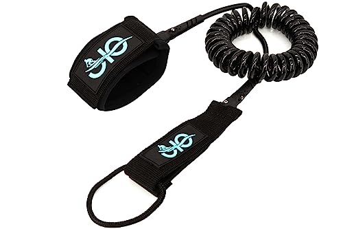 Yavzevlqi Coiled Paddleboard Leash Stand Up Paddle Board Leash 10 Ft Sup Leash Surfing Leash Premium Surfboard Leash Oio Ankle Strap Paddle Board Strap 7mm Thick For Christmas Gift (blue markings)