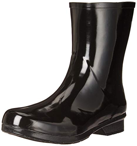 Chooka Womens Waterproof Polished Mid Rain Boot, Black, 9 US