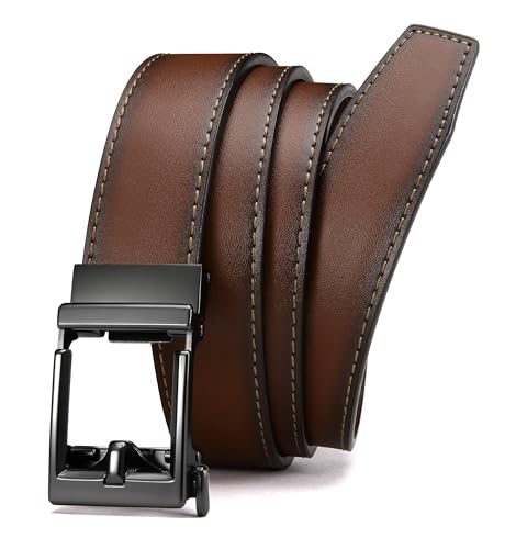 CHAOREN Brown Belt Men - Mens Ratchet Belts Leather 1 3/8' - Perfect Companion to Mens Dress Pants