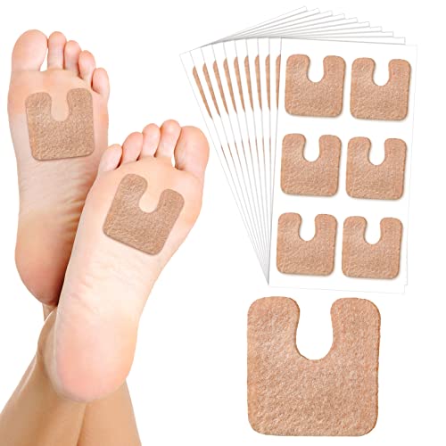 60 Pcs U Shaped Felt Callus Pads Metatarsal Pads Forefoot Foot Pads Pain Relief Foot Cushion Keep Calluses from Rubbing on Shoes Adhesive Pads for Men and Women, Beige