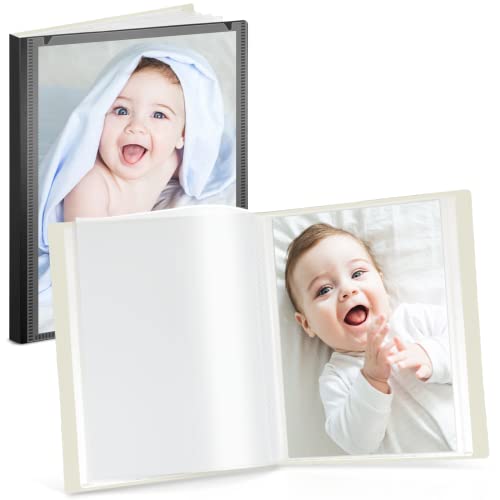 CRANBURY Small Photo Album 5x7 (Black) - 2-Pack Plastic Photo Book, Each Shows 48 Pictures, Mini Picture Binder with Customizable Album Cover, Baby Photo Albums with 5 x 7 Photo Sleeves