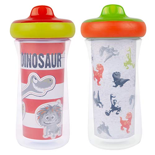 The First Years Dinosaur Kids Insulated Sippy Cups - Dishwasher Safe Spill Proof Toddler Cups - Ages 12 Months and Up - 9 Ounces - 2 Count