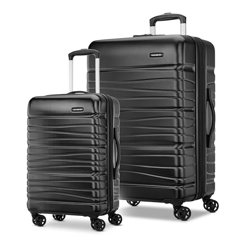 Samsonite Evolve SE Hardside Expandable Luggage with Double Spinner Wheels, Bass Black, 2-Piece Set (20/28)