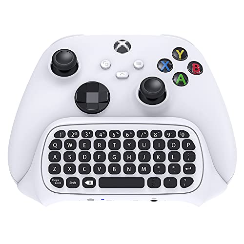 FYOUNG Keyboard for Xbox Series X/S Controller, for Xbox One/S/Controller Gamepad, 2.4Ghz Mini QWERTY Keyboard Gaming Chatpad with Audio/Headset Jack for XSX (White)