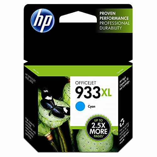 HP 933XL Cyan High-yield Ink Cartridge | Works with HP OfficeJet 6100, 6600, 6700, 7110, 7510, 7610 Series | CN054AN