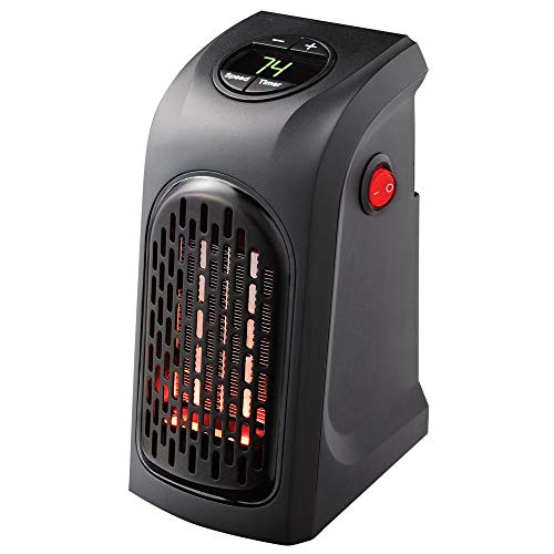 Ontel Handy Heater Plug-In Personal Heater for Quick and Easy Heat, Features Compact Design, Digital Display, and On/Off Timer - Great for Travel