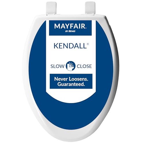 Mayfair Kendall Toilet Seat, Slow Close, Non Slip Premium Wood, Easy Clean, Easy Install, Elongated, White