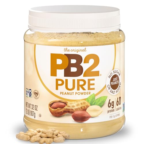 PB2 Pure Peanut Butter Powder - [2 lb/32 oz Jar] - No Added Sugar, No Added Salt, No Added Preservatives - 100% All Natural Roasted Peanuts - 6g of Plant-Based Protein