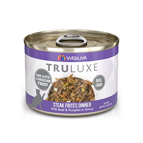 Weruva TruLuxe Cat Food, Steak Frites Dinner with Beef & Pumpkin in Gravy, 6oz Can (Pack of 24), Brown