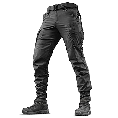 M-Tac Aggressor Flex - Tactical Pants - Men Black Cotton with Cargo Pockets (Black, 30W x 32L)
