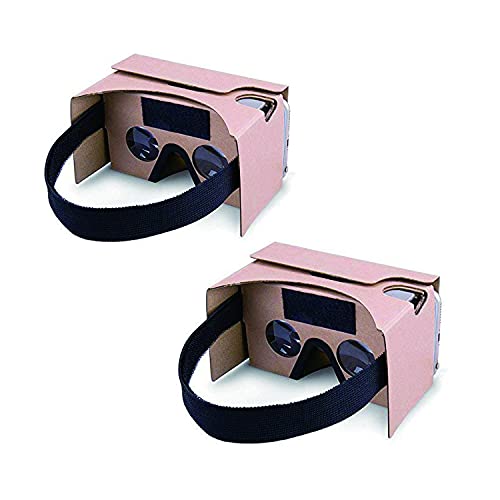 Google Cardboard,2 Pack VR Headsets 3D Box Virtual Reality Glasses with Big Clear 3D Optical Lens and Comfortable Head Strap for All 3-6 Inch Smartphones