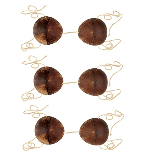 Beistle 3 Piece Coconut Shell Bikini Top Bras for Summer Luau Hawaiian Theme Party-Halloween Hula Girl Costume Accessory, One Size, Brown/Tan