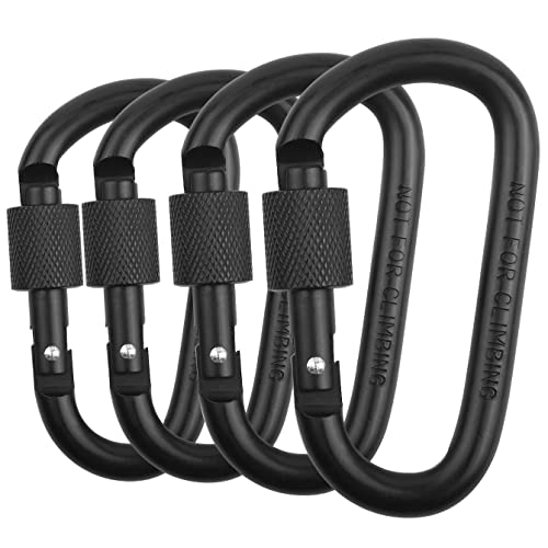 Vonpri 4 Pack Aluminum Locking Carabiner Clip D Ring Spring Snap Key Chain Hook 3'