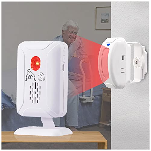 Upgraded Version Bed Sensor Alarm and Fall Prevention for Elderly/Dementia and More,Caregiver Pager Motion Sensor Alarm with 5 Volume Level(1 Caregiver Pager+1 Sensor)
