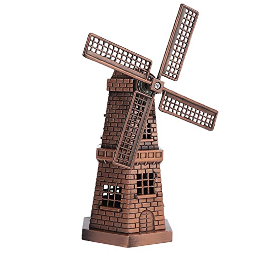 Dutch Windmill Model, Metal Windmill Model Vintage Mini Windmill Ornament Holland Windmill Statue for Home Office Desktop Decor