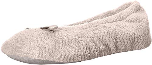 Isotoner Womens Moisture Wicking And Suede Sole For Comfort Ballet Flat, Taupe, 8-9 US